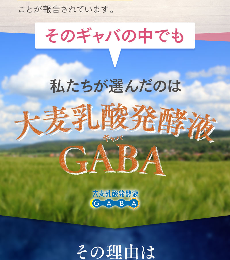 私たちが選んだのは大麦乳酸発酵液GABA